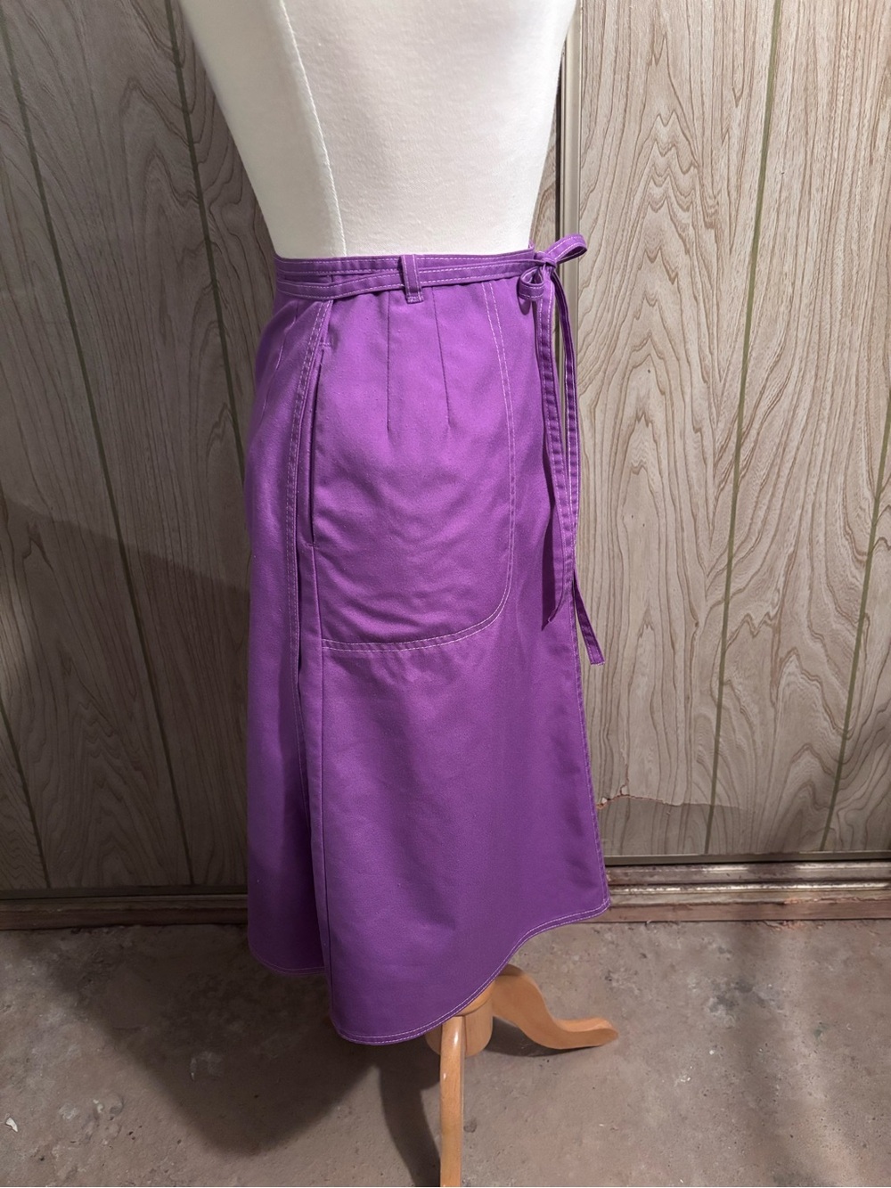 Vintage Cotton-blend Purple A-Line Wrap Skirt with pockets!